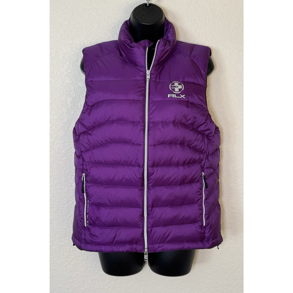 RLX Ralph Lauren Down Puffer Vest Lightweight Packable Purple Medium Outdoor